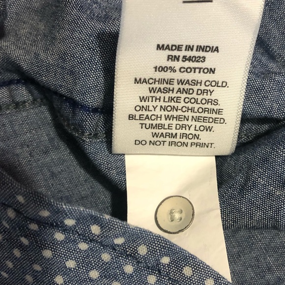 Gap 1969 Asymmetrical Pocket Polka Dot Denim Shirt - Picture 4 of 5